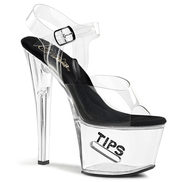 Pleaser Women s Tipjar 708 5 Sandal Clear Black 9 M US